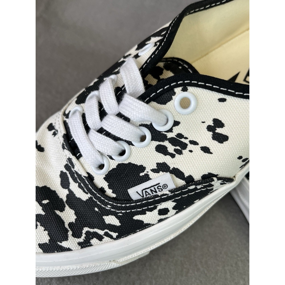 Vans Authentic Cow Print Black White Low Top Sneakers Mens 7.5 Women's 9 721356 - Picture 6 of 13
